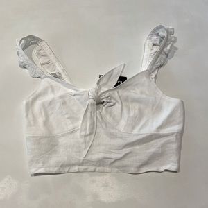 NWT White Express Tie Front Crop XS